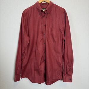 Men's Eddie Bauer Long Sleeve Maroon Red Button Down‎ Size Tall L